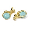 Synthetic Turquoise Ball with Leopard Shape Brass Pendants KK-F887-04G-28-2