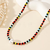 Bohemian Style Glass Seed Beaded Necklaces with Imitation Pearl Beads SN7865-3