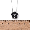 304 Stainless Steel Black Enamel 5-Petal Flower Pendant Necklaces for Women NJEW-U032-17P-03-5