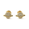 Brass Micro Pave Clear Cubic Zirconia Stud Earrings EJEW-A128-03G-2