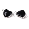 Natural Obsidian Love Heart Pendants G-T138-205D-P-2