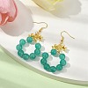 Imitation Jade Glass Beaded Ring Dangle Earrings EJEW-JE05567-03-3