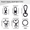 30Pcs 6 Styles Zinc Alloy Swivel Clasps & Split Key Rings FIND-PH0024-77-4