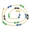 Brass Enamel Column Link Chain Necklaces NJEW-H039-05G-04-2