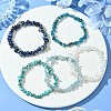 5Pcs 5 Styles Natural Quartz Crystal & Lapis Lazuli & Apatite & Aquamarine & Howlite Chip Beaded Stretch Bracelet Sets BJEW-JB10839-2