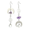 Natural Amethyst & Glass Beaded Dangle Earrings EJEW-TA00262-1