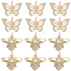 12Pcs 2 Style Brass Micro Pave Clear Cubic Zirconia Charms KK-DC0001-90-1