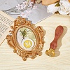 Brass Wax Seal Stamp with Wood Handle AJEW-WH0412-0268-4