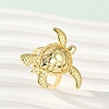 Sea Turtle Brass Cuff Rings for Women RJEW-A059-06G-1