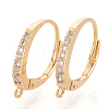 Brass Cubic Zirconia Leverback Earring Findings KK-S340-43G-1