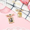 2Pcs 2 Styles Square & Rectangle with Flower Alloy ABS Imitation Pearl Brooch JEWB-CJ0001-92-6
