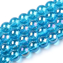 Electroplate Transparent Glass Beads Strands GLAA-T032-T6mm-AB06