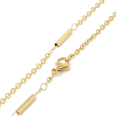 PVD Vacuum Plating 304 Stainless Steel Column Link Chains Necklace for Women STAS-E001-11G-1