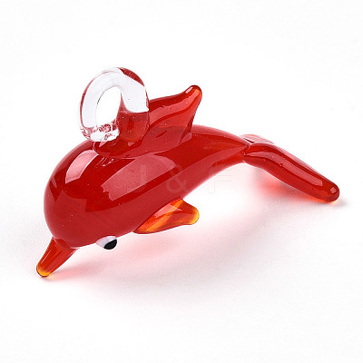 Handmade Silver Foil Lampwork Pendants LAMP-T023-15-1