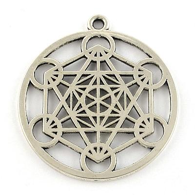 Tibetan Style Alloy Spiritual Geometric Pendants TIBEP-R348-39AS-RS-1