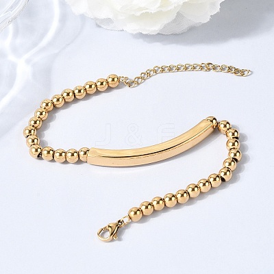 304 Stainless Steel Beaded Bracelets BJEW-D408-02G-1