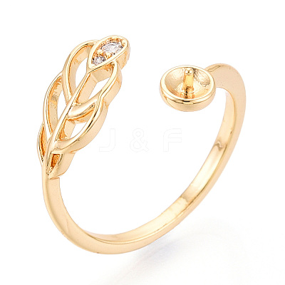 Leaf Brass Micro Pave Cubic Zirconia Cup Peg Ring Settings KK-N274-07G-1