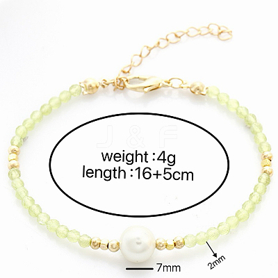 Handmade White Round Shell Pearl and Faceted Round Glass Beaded Bracelets for Women YN0122-1-1
