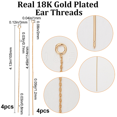 8Pcs 2 Style Brass Chain Stud Earring Findings KK-BBC0009-80-1