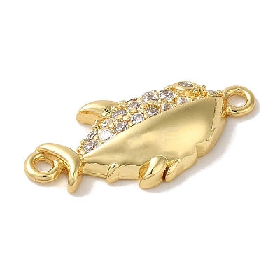 Rack Plating Brass Micro Pave Cubic Zirconia Connector Charms KK-P267-24G-1