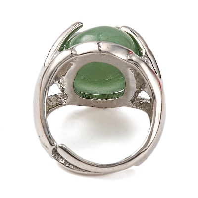 Oval Natural Green Aventurine Finger Ring G-Q184-06C-P-1