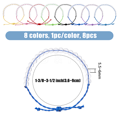 8Pcs 8 Colors Natural Quartz Crystal Braided Bead Bracelets Set BJEW-FI0001-36-1