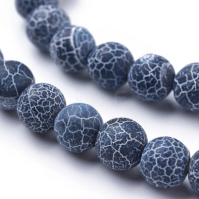 Frosted Natural Weathered Agate Beads Strands G-F367-8mm-05-1