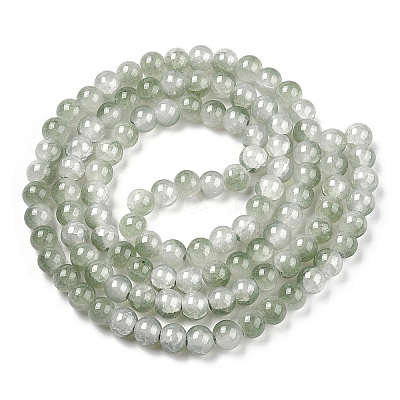 Crackle Baking Paint Imitation Jade Glass Beads Strands DGLA-T003-6mm-06-1