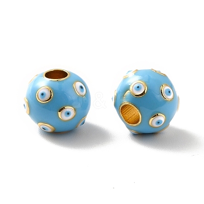 Rack Plating Brass Enamel Beads KK-M230-28G-1