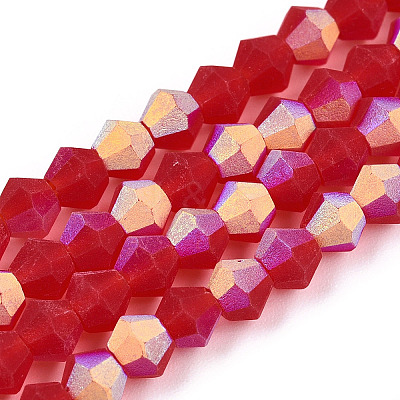 Imitate Austrian Crystal Bicone Frosted Glass Beads Strands GLAA-F029-TM4mm-A14-1