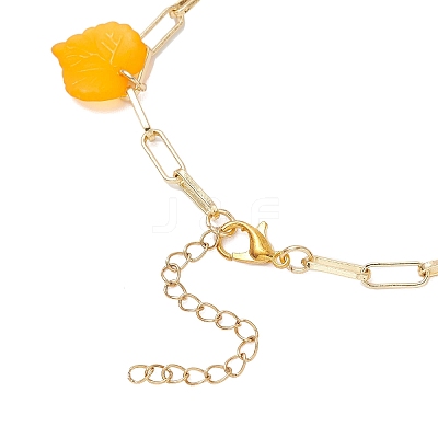 Leaf Acrylic Charm Bracelets BJEW-JB12613-1