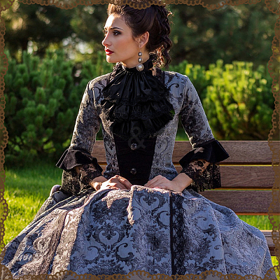 Polyester Lace Collar & Oversleeves AJEW-WH0709-242B-1