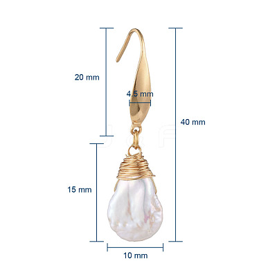 Natural Baroque Pearl Keshi Pearl Dangle Earrings X-EJEW-JE03527-1