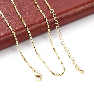 Brass Box Chain Necklaces NJEW-K123-11G-1