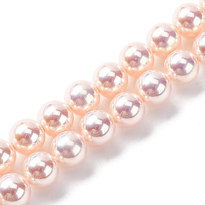 UV Plating Pearlized Glass Pearl Beads Strands GLAA-F128-01A-T09-1