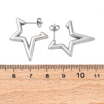 304 Stainless Steel Star Stud Earrings EJEW-B108-17P-1