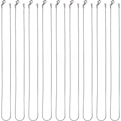12Pcs 304 Stainless Steel Box Chain Necklaces Set NJEW-SC0001-21-1