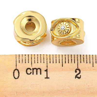 Rack Plating Eco-Friendly Brass Micro Pave Clear Cubic Zirconia Beads LS-KK-M258-05G-1