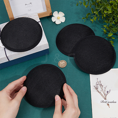 Imitation Hemp Round Fascinator Hat Base for Millinery LS-AJEW-WH0472-45A-02-1
