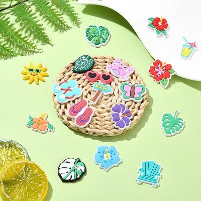 36Pcs 18 Styles Beach Theme PVC Cabochons FIND-CJ0011-23-1