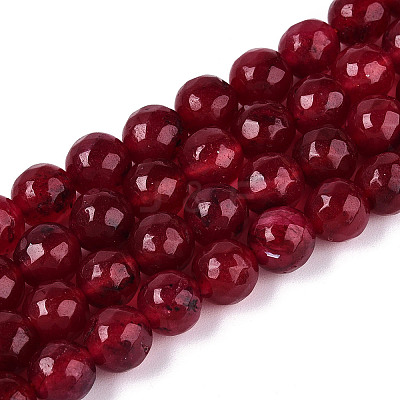 Dyed Natural White Jade Beads Strands G-T139-8mm-60-04-1