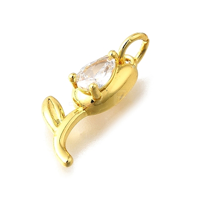 Brass Micro Pave Cubic Zirconia Pendants KK-Z102-01G-01-1