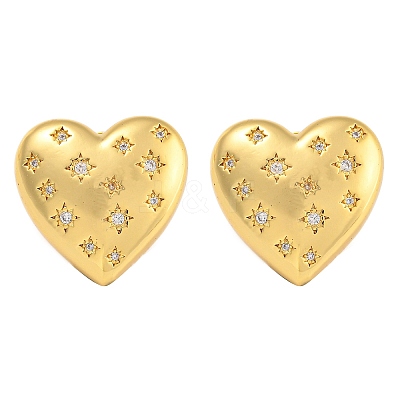 Brass Micro Pave Clear Cubic Zirconia Stud Earrings EJEW-L295-002A-G-1