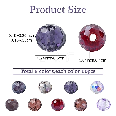 9 Styles Glass Beads EGLA-YW0003-83-1