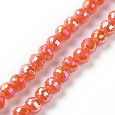 Electroplate Opaque Solid Color Glass Beads Strands GLAA-E036-11-M-1