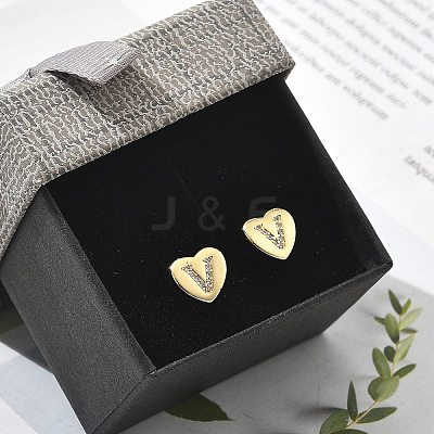 Rack Plating Brass Micro Pave Clear Cubic Zirconia Stud Earrings EJEW-K299-01G-V-1
