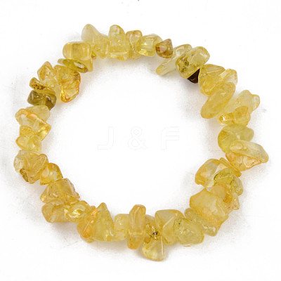Unisex Chip Natural Citrine(Dyed & Heated) Beaded Stretch Bracelets BJEW-S143-31-1