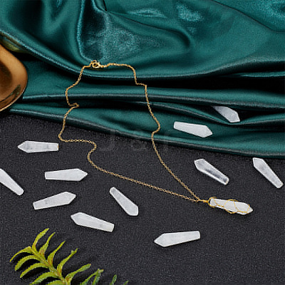 12Pcs Natural Quartz Crystal Pointed Beads G-OC0003-99-1