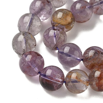 Natural Purple Phantom Quartz Purple Lodolite Quartz Beads Strands G-S333-10mm-030-01-1