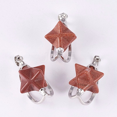 Natural & Synthetic Mixed Stone Pendants G-P373-E-1